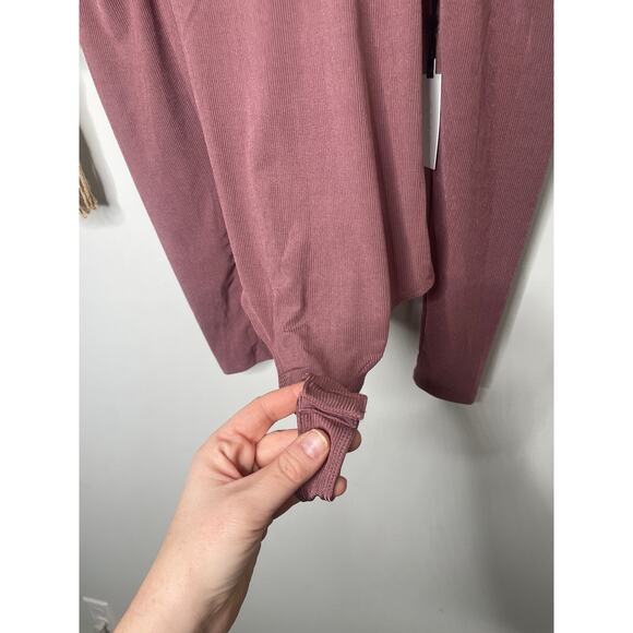 ASTR Tie Back Bodysuit Medium Strappy Cut Out Puff Shoulder Long Sleeve Mauve - Picture 5 of 11